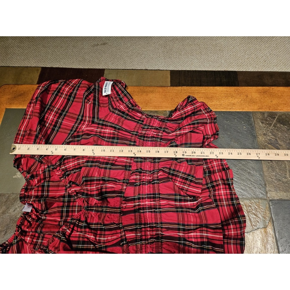 Old Navy Womens Red Plaid Top Sz 2xl Milkmaid Festive Holiday Christmas - Picture 14 of 14